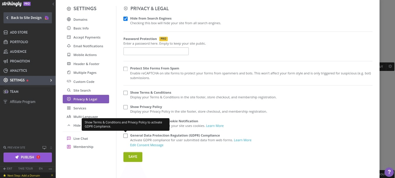 null Conditions for GDPR Compliance